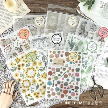 

infeel.me Japanese Paper Adhesive Paper Inspired Manual of Vintage Hand Account Items DIY Decorative Stickers 8-Selected
