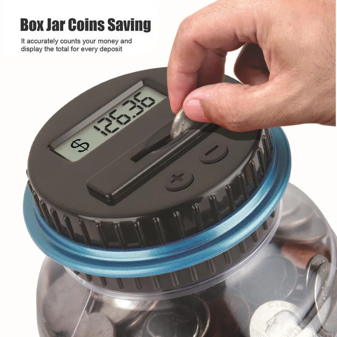 Clear Digital Piggy Bank Coin Savings Counter USD Supported LCD Counting Money Jar Change Gift Money Boxes FH5