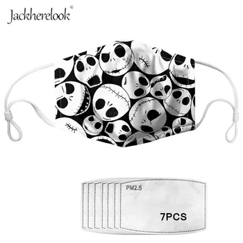 

PM2.5 Mask with 7pcs Carbon Filter the Nightmare Before Christmas Collage Cotton Mask Anti Haze Mouth-muffle Skull Jack Pattern