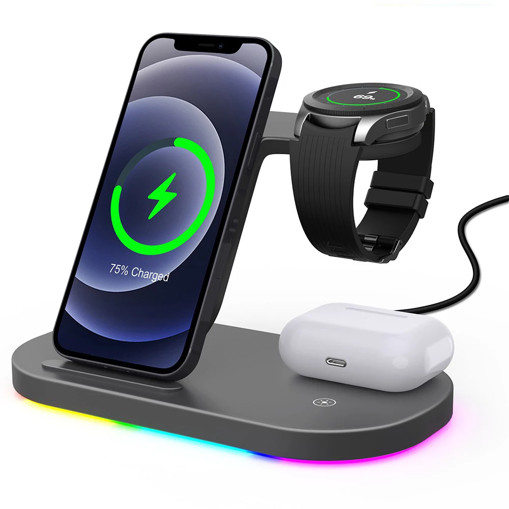 Estação Doca Carregador sem Fio 15w Suporte de Carregamento Rápido para Samsung Galaxy Relógio para Iphone 14 13 12 Huawei para Airpods em - Image 3