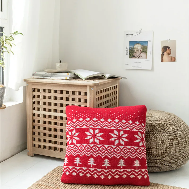 Christmas Tree Snowflake Pillow Cover Cotton Soft Skin-friendly Throw Cushion For Living Room Sofa Bed Car Decoration | Дом и сад
