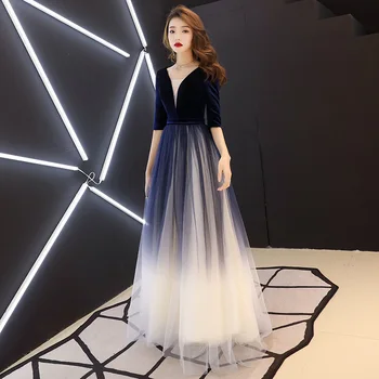 

Vestidos De Madrinas De Bodas Bridesmaid Celebrity Evening Dress New Banquet Autumn Winter Long Slim Annual Meeting Small Skirt