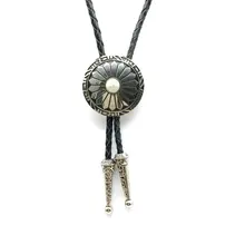 Американский индийский Ретро узор сосновый камень цинковый сплав Кожаный Галстук боло для мужчин и женщин модные свадебные подарки