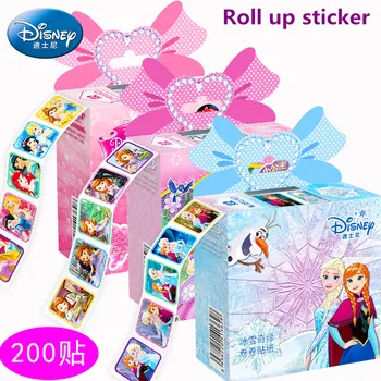 

200pcs roll up sticker happy birthday kids girls white princess a Makeup Toy Disney snow White Princess Sophia Minnie gift
