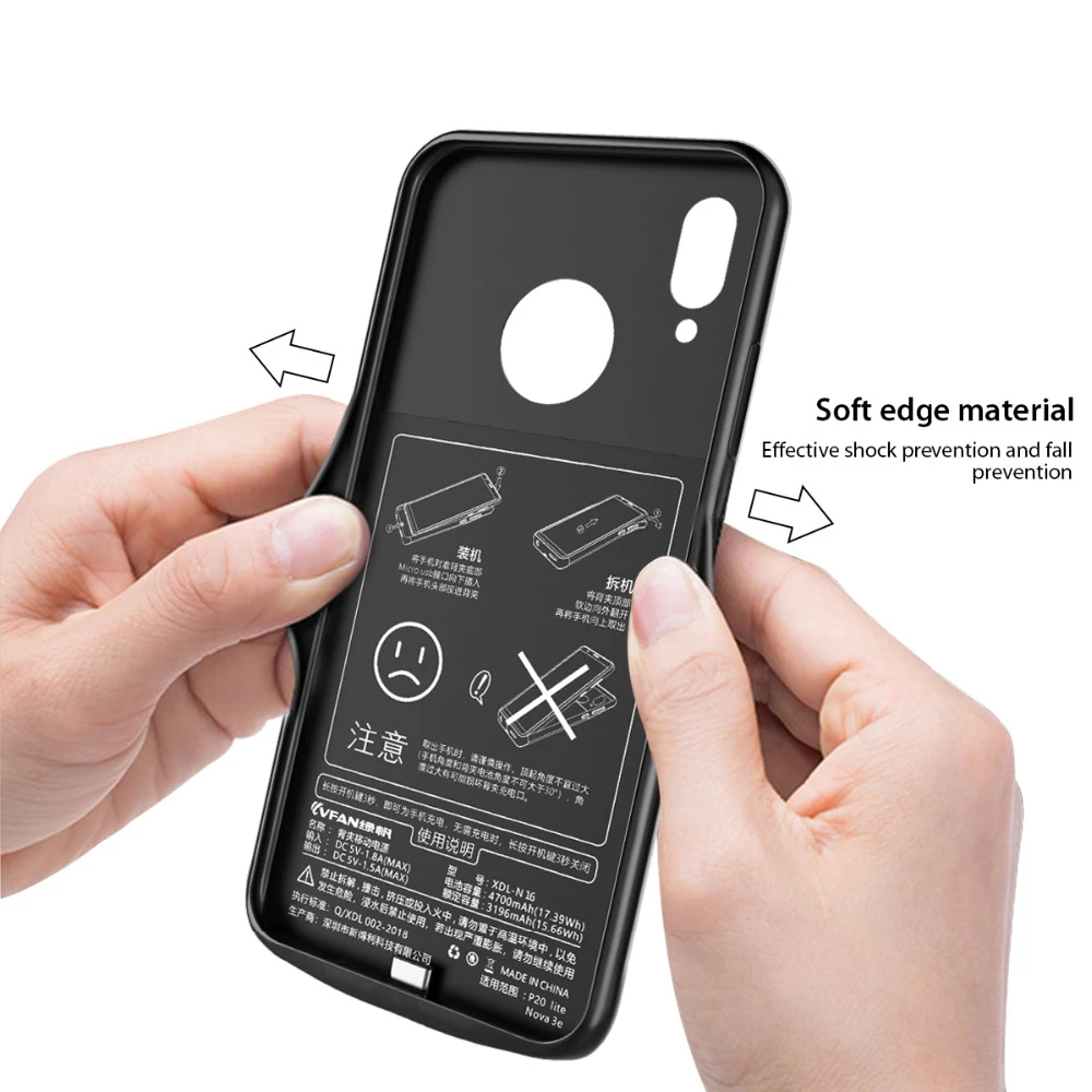 Silicone-shockproof-Battery-Charger-Case-For-Huawei-P20-Lite-Nova-3e-Honor-10-8-9-Cases