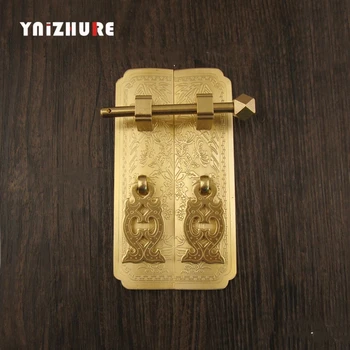 

1 pair Antique Chinese Door Handle Pure Copper Straight CupboardHandle Hardware Furniture Cabinet Knobs Handles