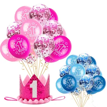 

Pink Baby First Birthday Balloons 1st Birthday Decoration Baloon 1 Year Old Birthday Balon Helium Boy Party Banner S8XN