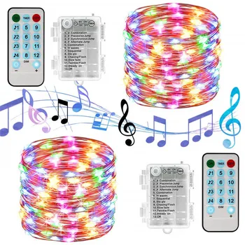 

USB String Lights with Music 8 Modes 17 Keys Remote Control Fairy Lamp Decorations J8 #3