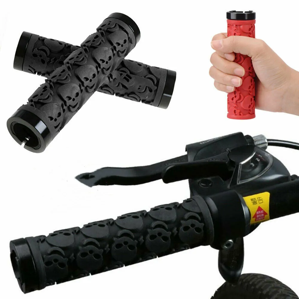 

Rubber Bicycle Handlebar Grip MTB Mountain Road Bikes Anti-slip Lockable Handle Grips Skull Style Sponge Bike Accessories Parts