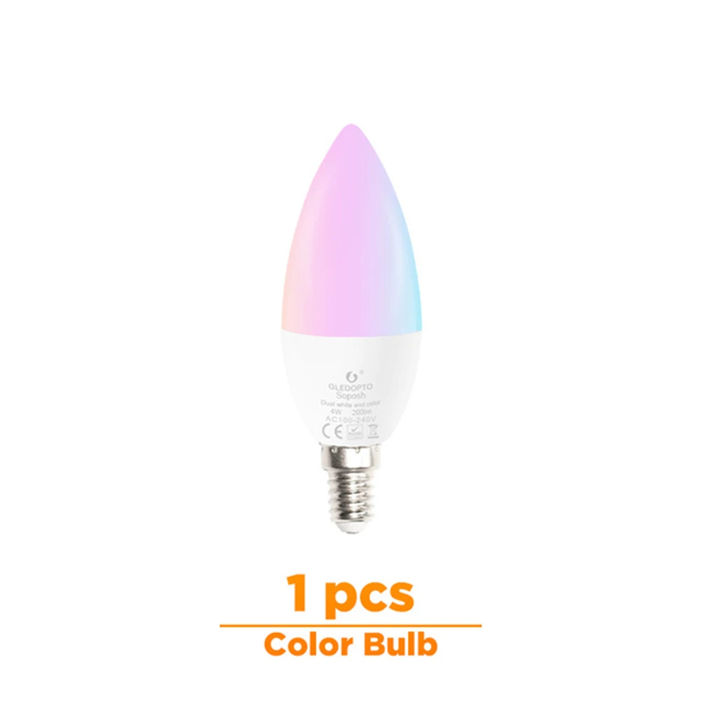 Светодиодная смарт-лампочка zigbee 4 Вт E12/E14 с регулируемой яркостью RGBCCT Ambiance декоративная свеча лампы совместимы с Amazon Echo Plus AC - Испускаемый цвет: 1 Pcs Color Bulb