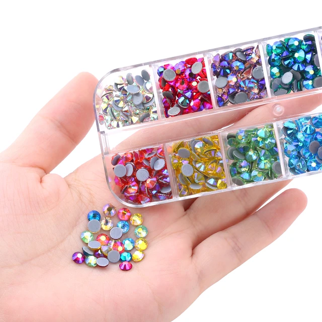 2160pcs Rhinestones 12 Colors 3mm Flat Back Hotfix Rhinestones Round  Crystal Glass Rhinestone Decoration