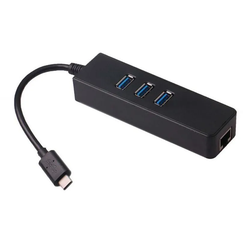 USB 3,1 C до 1 ГБ/сек. Gigabit Ethernet Проводная сетевая карта 3 порта USB 3,0 концентратор RJ45 кабель-адаптер для Macbook