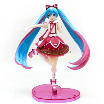 

Cute VOCALOID Hatsune Miku Ribbon X Heart Dress PVC Action Figure Hatsune Miku Collection Model Toys Doll Gift