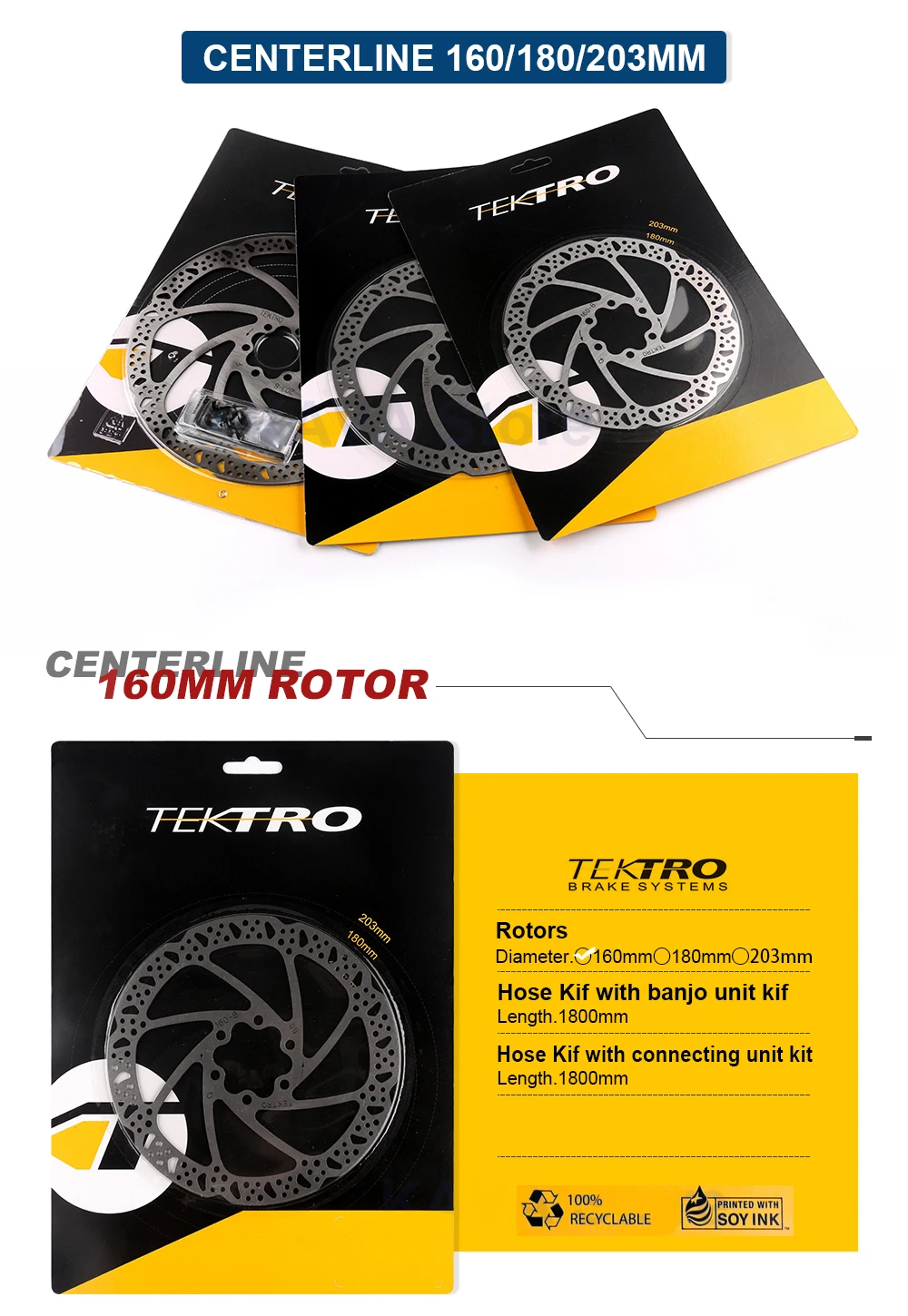 TEKTRO Fahrrad-Scheibenbremsbeläge Fahrrad-Hydraulikscheibenbremsen 160-8 140-22 160-24 180-24 203-24 Polygon Diversion Design Scheiben – Detail 2