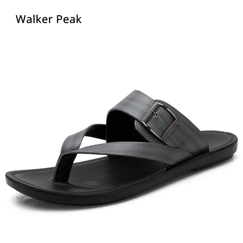 Шлепанцы WalkerPeak мужские кожаные Нескользящие сандалии пляжная обувь