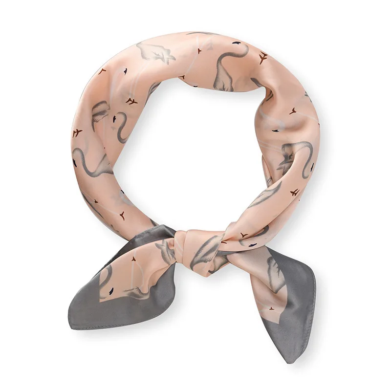 

2019 new Korean version of the fashion simple contrast color wild small scarf rayon print small square scarf hijab scarf