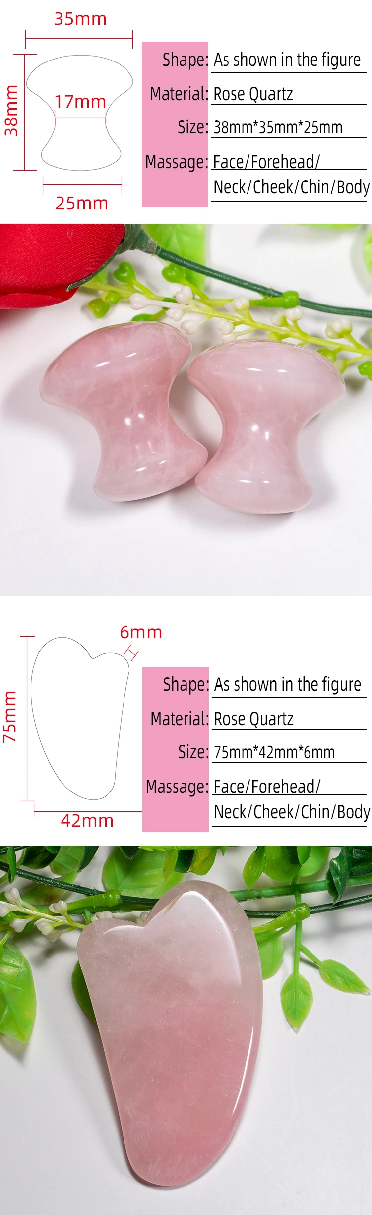 1Pc Portable Balls Rose Quartz Facial Massage Roller Globes Jade Device Tool Face Facial Massage Roller