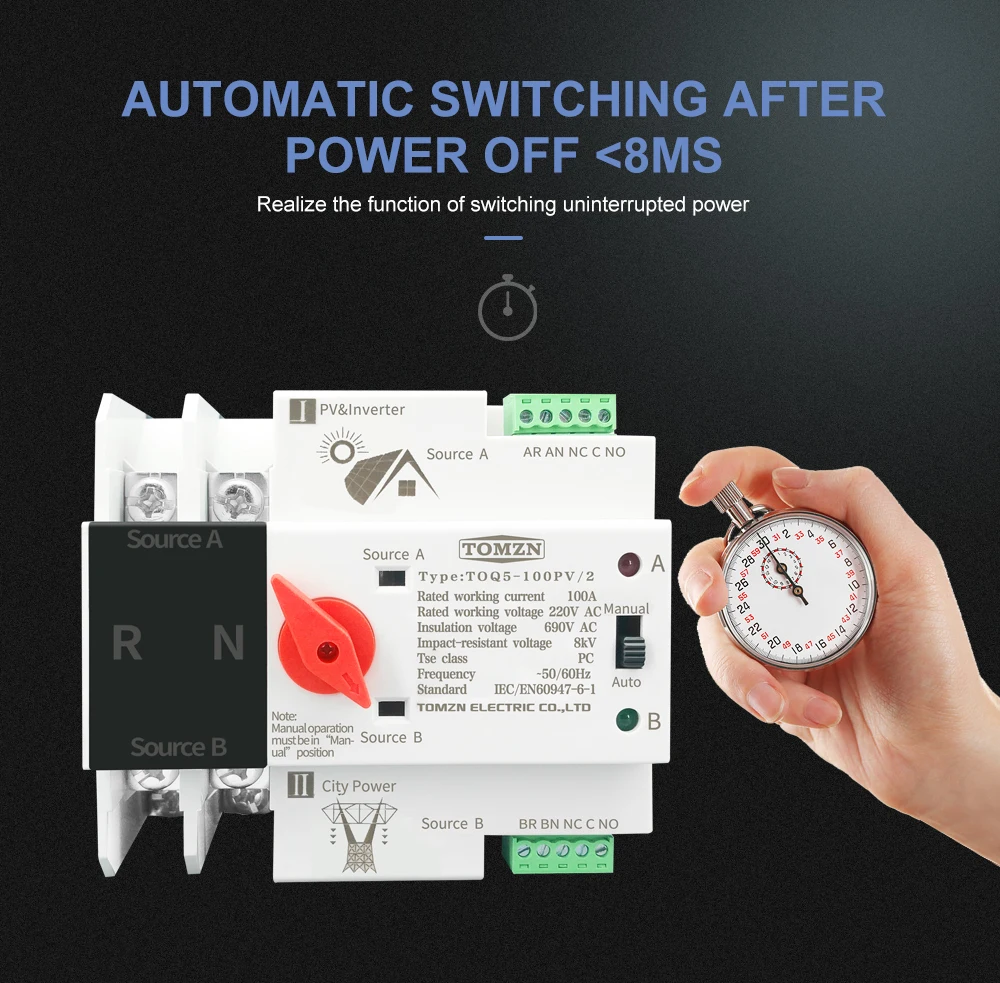 PV, seletor de transferência automática de energia