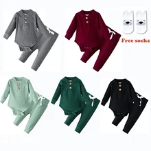 

2022 New Years Spring Boys Sport Tops+ Pants 2Pcs Tracksuits Children Girls Clothes Sets Bodysuits Elastic Pants Newborn Kids 2Y