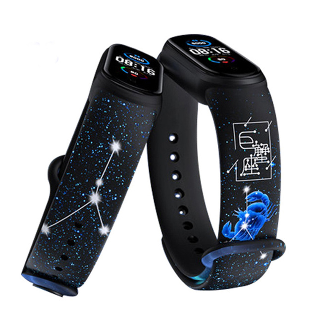 Starry Printed Strap for Xiaomi Mi Band 6 5 4 3 NFC Sport Wristband Silicone Bracelet Mi Watch Replacement Belt
