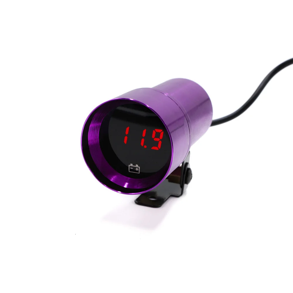 CNSPEED 37 мм вольтметр Калибр Мини Фиолетовый Красный светодиодный светильник цифровой дисплей инструмент автоматический Вольтметр/измеритель напряжения