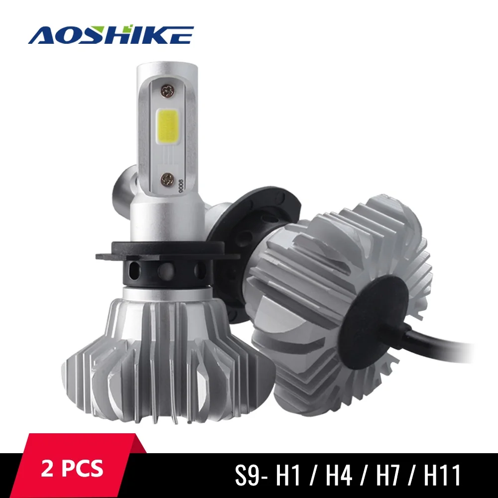 AOSHIKE 2 шт. автомобильный головной светильник H1 H4 H7 H11 импортный COB чип 80 Вт 8000лм белый Высокая яркость Автомобильный светодиодный светильник 12 в 24 В лампы