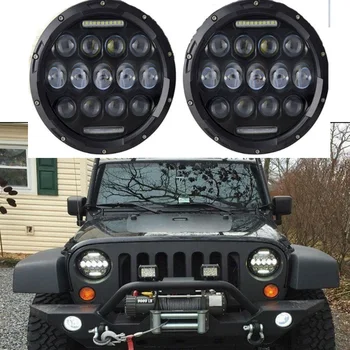 

For 1997-2006 Jeep Wrangler TJ Land Rover Defender 90&110 2PCS 75W 7inch Round LED Headlights with DRL