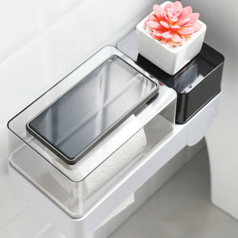 

Toilet Tissue Paper Holder Punch-free Waterproof Shelf Storage Organizer for Bathroom Store