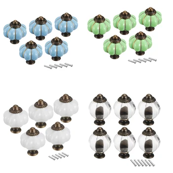 

uxcell 5/7pcs Round Knob Pull Handle 27x40/30x36/33x38mm Drawer Dresser Single Hole Ceramic Blue/White/Clear