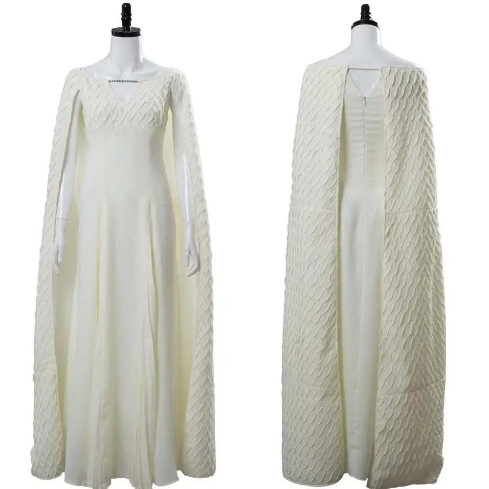 

Daenerys Targaryen Dress Cosplay Game of Thrones 5 Daenerys Cosplay Costume Adult White Long Dresses Halloween Carnival