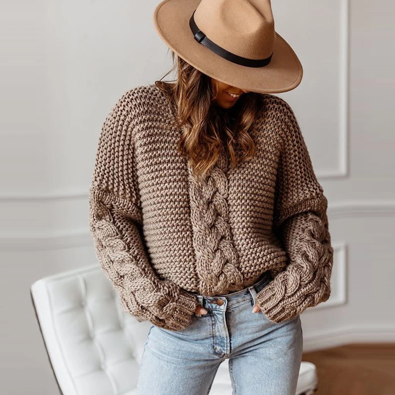 

2020 Autumn and Winter New Sweater Women Long-sleeved Knitted Sweater Ladies