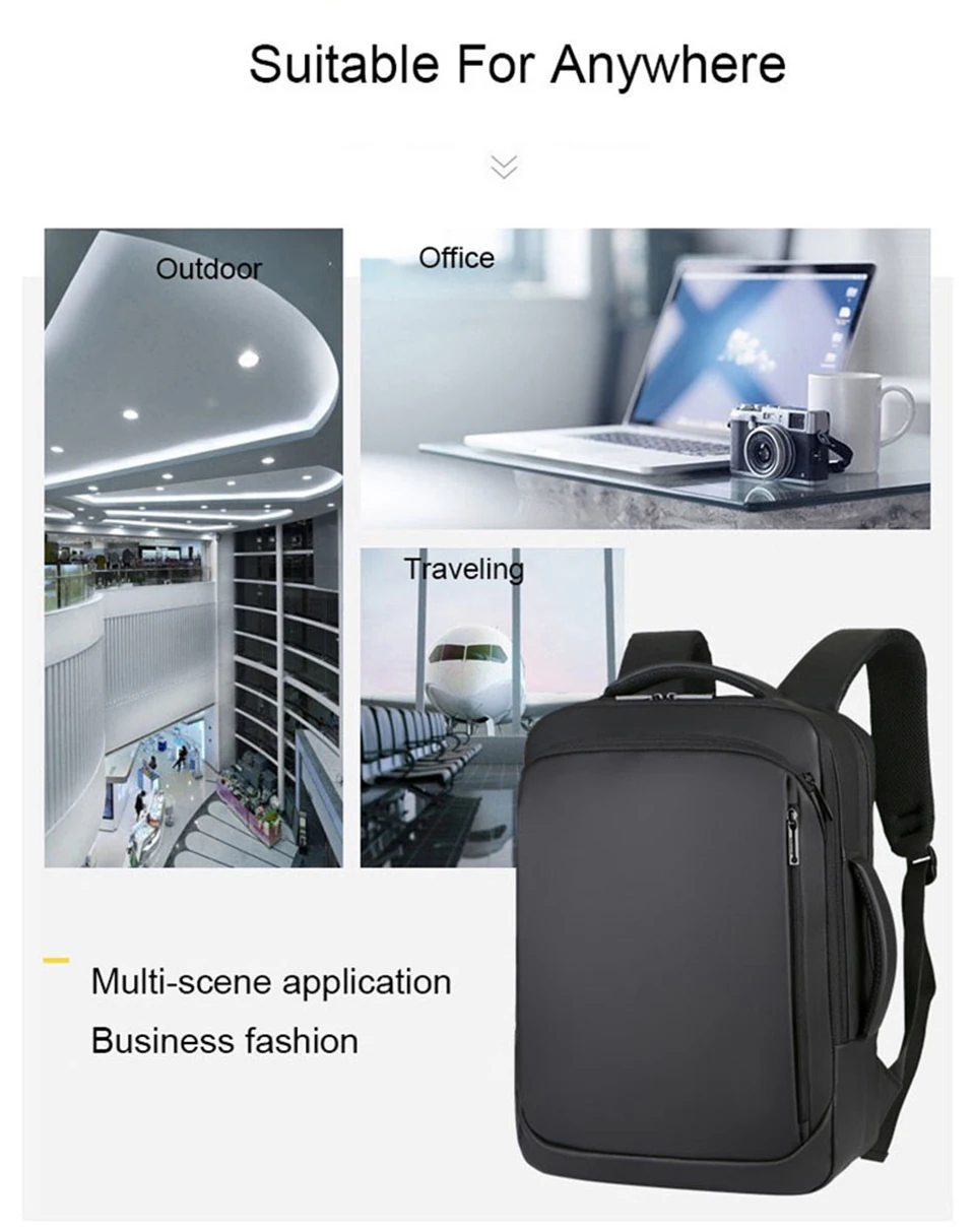 Mens USB Charging Backpack 14 15.6 inch Laptop Bags Male Business Bagpacks Waterproof Multifunctional Travel Backpack Man Bag (11)