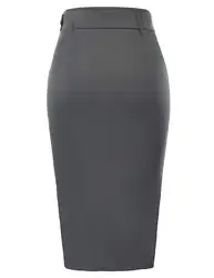2019 Женская одежда для работы, высокая талия, эластичная облегающая юбка-карандаш миди с поясом, 5 штук