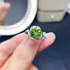Luxury Silver Color Rose Flower Rings with Simulation Olivine Green Zircon Ring Wedding Engagement Jewelry For Women Fine Gifts