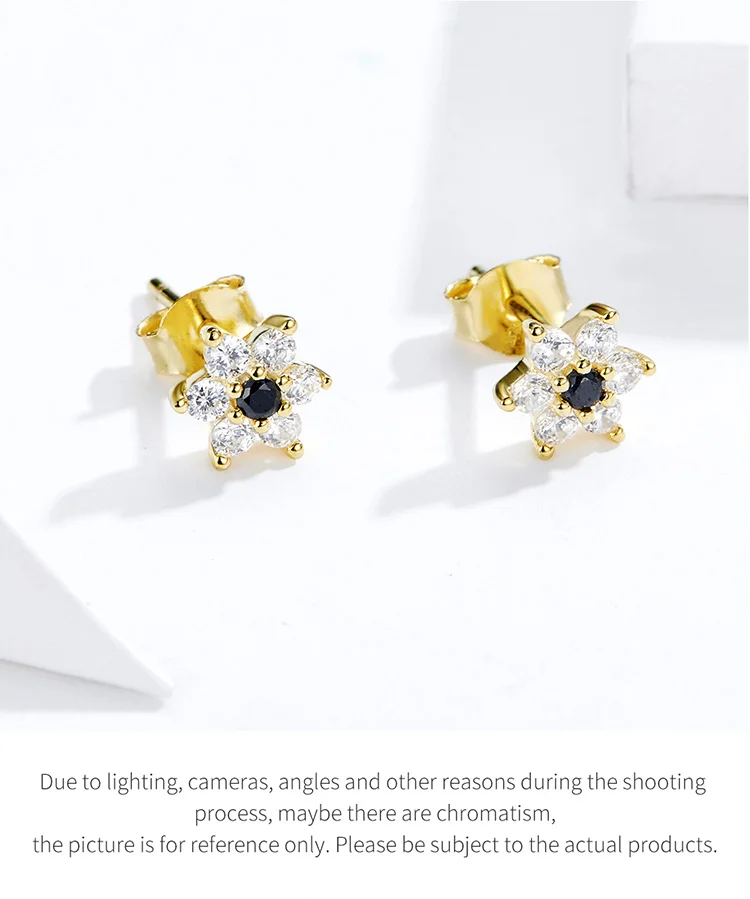 WOSTU Real 925 Sterling Silver Flower Delicate Stud Earrings For Women Wedding Zircon Small Earrings Luxury Jewelry DXE708