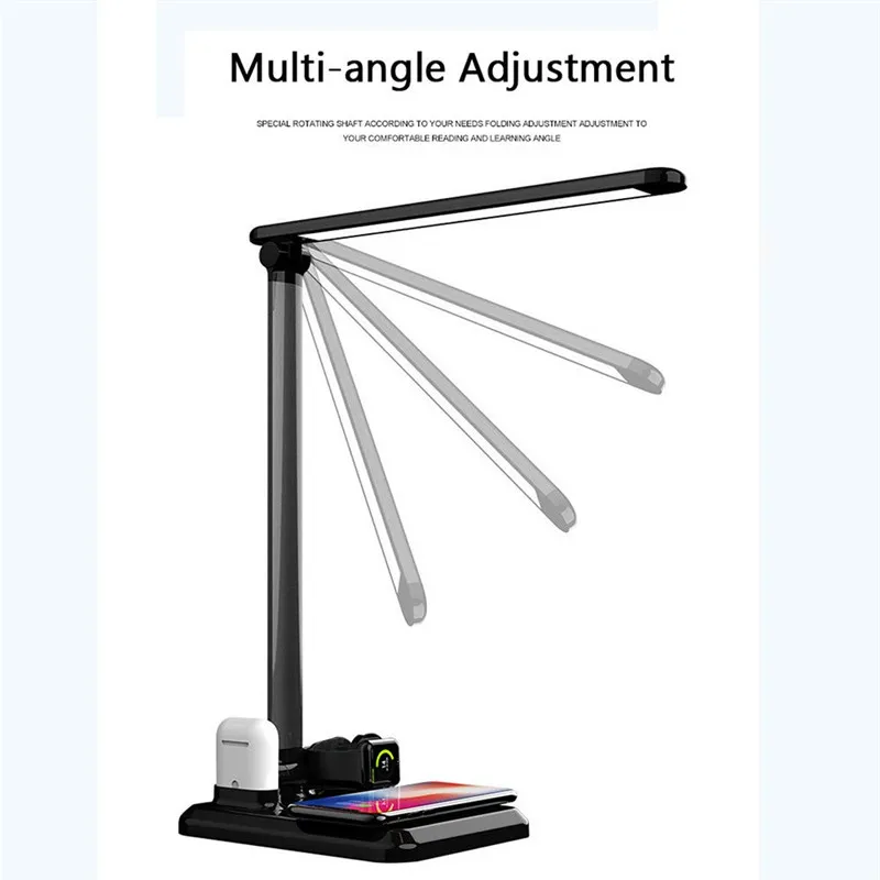  4 In1 Wireless Charger Led Desk Lamp Luminaria Multifunction Led Table Lamp 5W Touch Table Lamp for