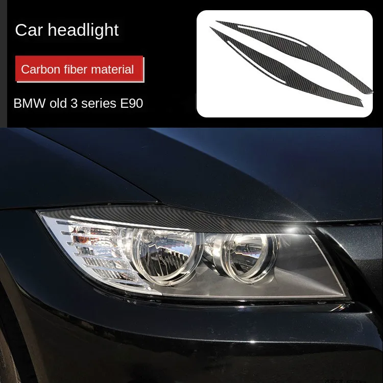 

2pcs Car Stickers Carbon Fiber Decoration Headlight Eyebrows Eyelids Trim Cover For BMW E90 3 Series 2005-2012 Accessories
