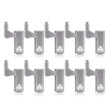 

10Pcs Cabinet Cupboard Wardrobe LED Hinge Light Smart Sensor Lamp Warm White