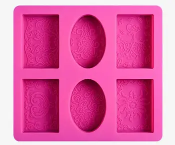 

Silicone Mold Soap Mould Flowers Bathroom Kitchen Diy Handmade 3d Rectangular Oval 6 Forms for Soap Making PRZY Eco-friendly