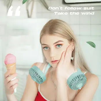 

USB Mini Portable Hanging Neck Fan for Home Office Use Rechargeable Air Cooler Dual Cooling Hands Free Lazy Fan 3 Speed