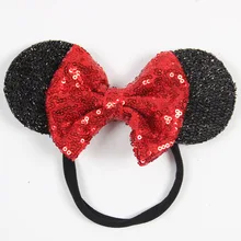 Детские заколки в европейском и американском стиле с блестками и Микки Маусом; повязка для волос с ушками; нейлоновая повязка на голову; аксессуары для волос; детская голова