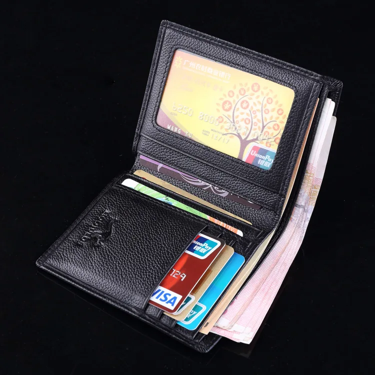 

New Style RFID Anti-Theft Brush Wallet Men Natural Leather Short Wallet Leather Goods Gift Box Holiday Benifit Creative Gifts