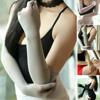 

Hot Sexy Womens Long Gloves Mesh Sheer Solid Color Seamless Long Gloves Fashion Skinny Pure Luxury One Size Long Gloves Shein