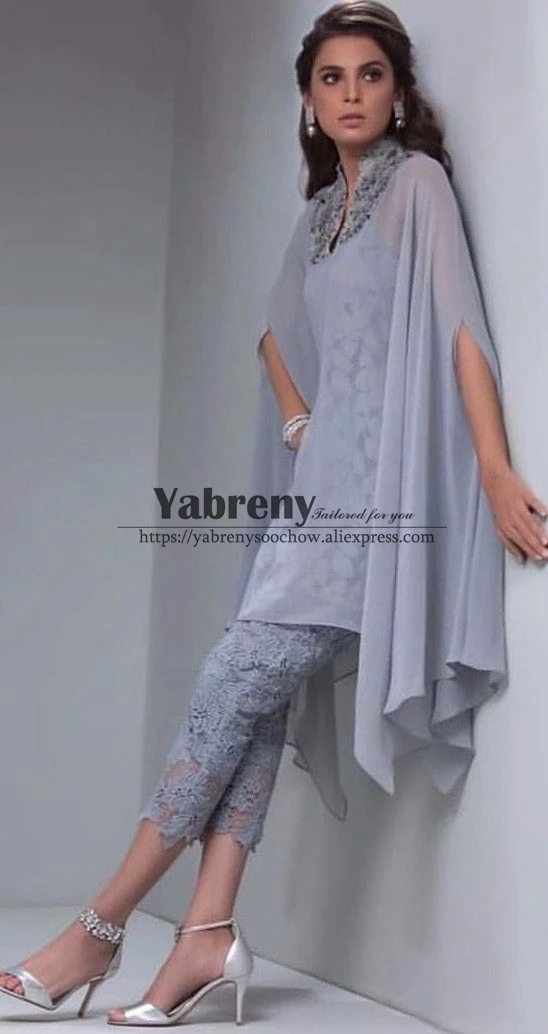 Gray Lace Mother of the bride pant 
