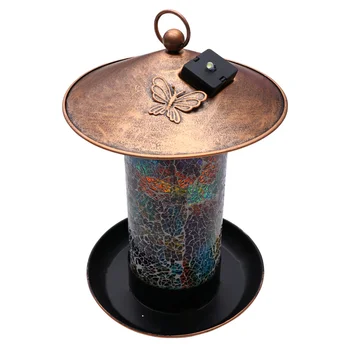 

Solar Powered Decoration Light Glass Jar Lamp Mosaic Glass Decoration Lamp Dual-use Outdoor Birds Food Feeder Birds Feeding Tool