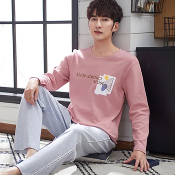 

Winter Men Pajama Set Long Sleeve Autumn Cotton Men Pyjamas Plus Size L-4XL Lounge Casual Pajama Men Sleepwear Sets