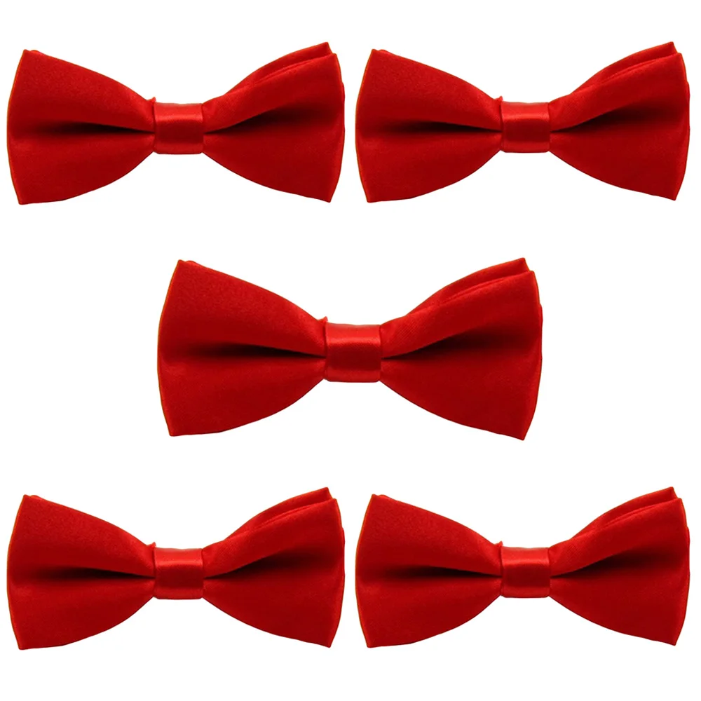 Red-5 PCS Детские школьные вечерние однотонные галстуки-бабочки для маленьких мальчиков, 5 шт., BWTYY1005 - Цвет: Red-5 PCS