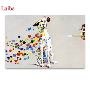 

5d diamond paintingArt, colorful dog diy full square drill diamond embroidery round diamond mosaic view DIY rhinestone