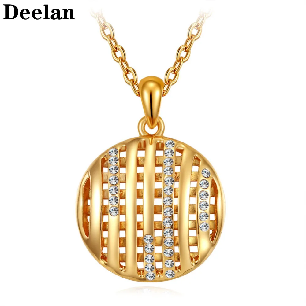 

ERLUER Fashion jewelry Necklace For Women Dubai Gold Color Hollow out Round Crystals Rhinestone Charm Necklaces & Pendants gifts