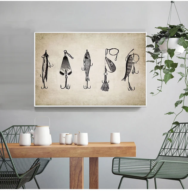 Vintage Fishing Lure Wall Art Canvas Posters Prints Fishing Lure  Illustration Painting Angling Wall Picture Home Decoration - Price history  & Review, AliExpress Seller - walls tale